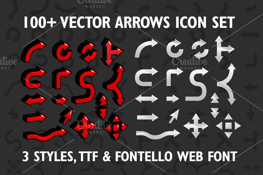 100+ Vector arrows set & web font