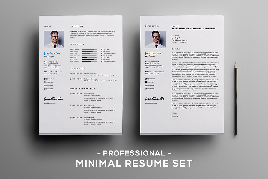 Professional Minimal resume set