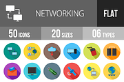 50 Networking Flat Shadowed Icons