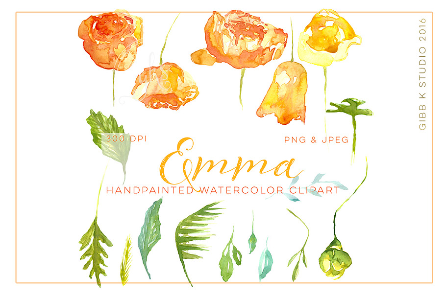 Emma Watercolor Clipart in Illustrations - product preview 8
