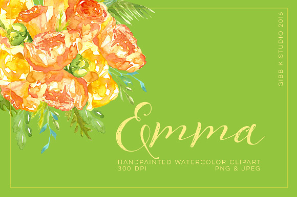 Emma Watercolor Clipart in Illustrations - product preview 2