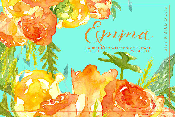 Emma Watercolor Clipart in Illustrations - product preview 3