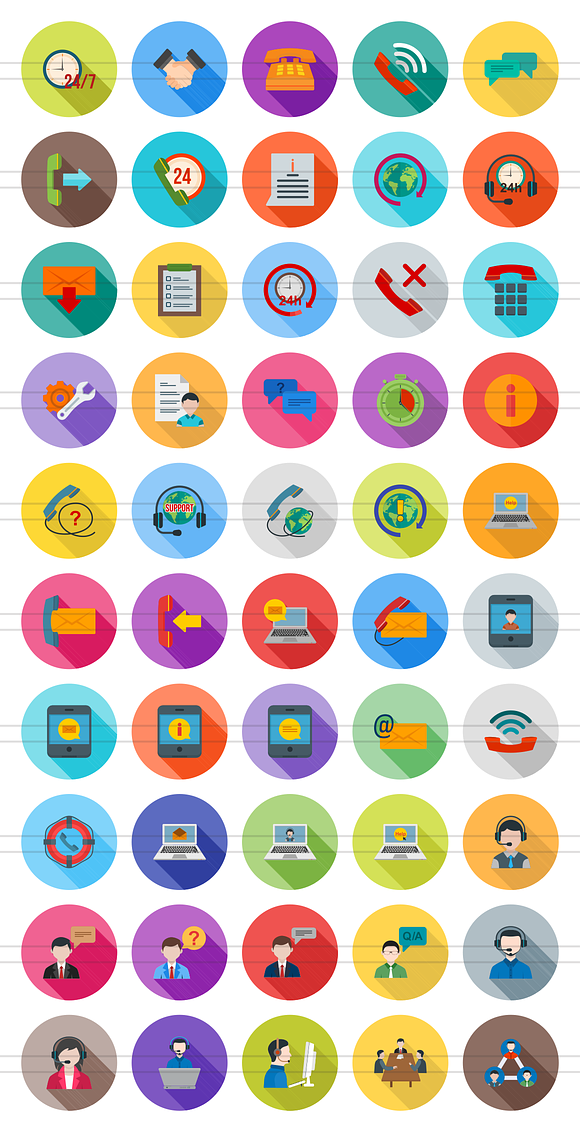 50 Customer Flat Shadowed Icons in Icons - product preview 1