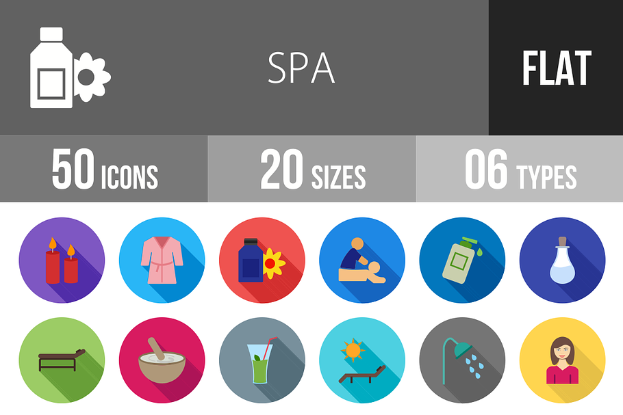 50 Spa Flat Shadowed Icons in Graphics - product preview 8