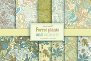 Forest plants and animals patterns.
