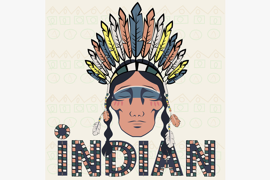 Head Indian wearing 