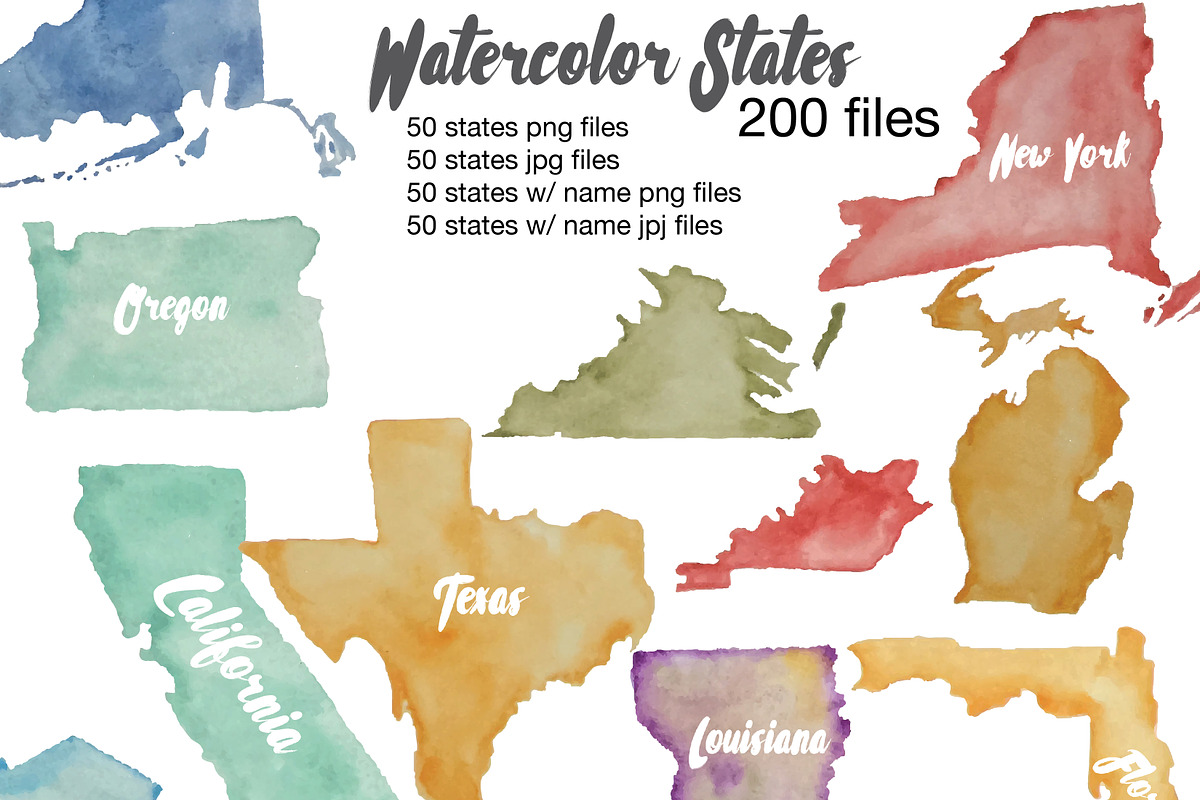 Watercolor States in Illustrations - product preview 8
