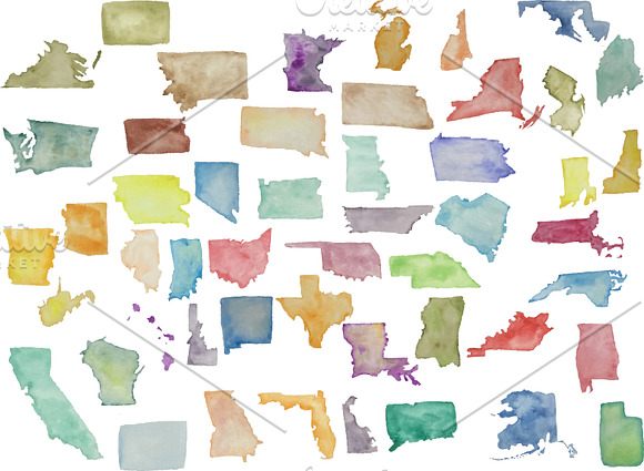 Watercolor States in Illustrations - product preview 1