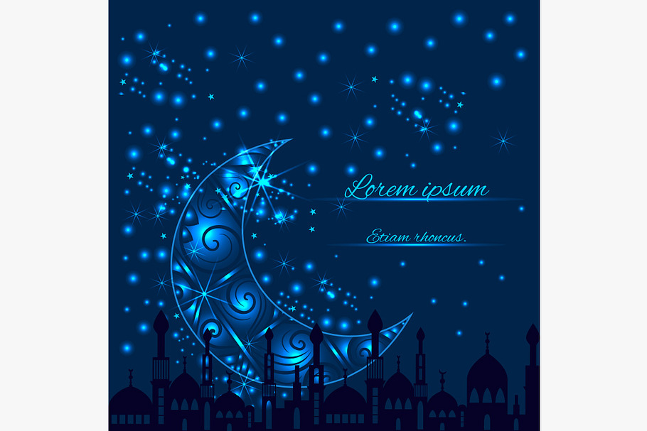 Greeting card with crescent in Illustrations - product preview 8