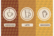Set linear coffee package ornamental