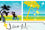 Set of summer and travel cards