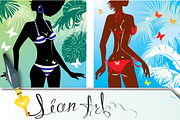 Set of Woman silhouettes in bikini