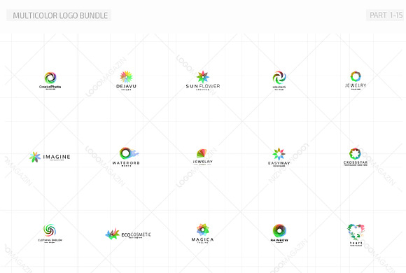 45 Multicolor Logos Bundle in Logo Templates - product preview 1