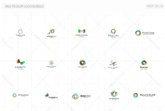 45 Multicolor Logos Bundle in Logo Templates - product preview 3
