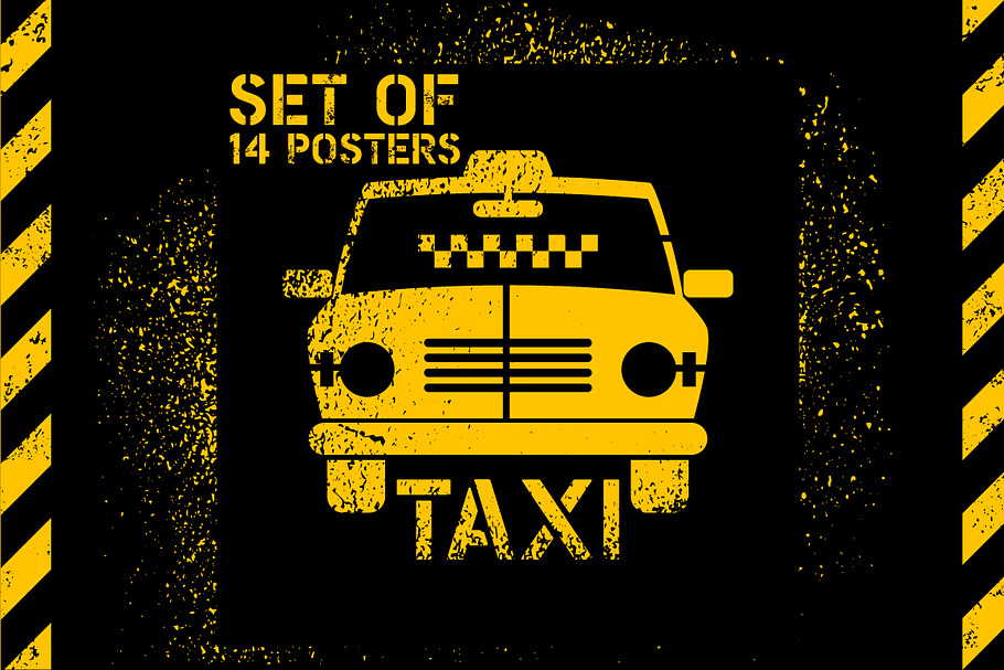 Typographic retro grunge taxi poster