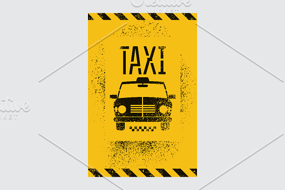 Typographic retro grunge taxi poster in Illustrations - product preview 1