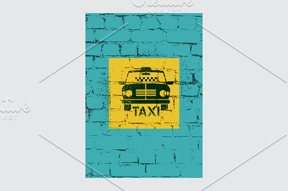 Typographic retro grunge taxi poster in Illustrations - product preview 2