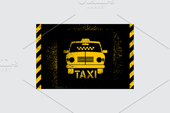 Typographic retro grunge taxi poster in Illustrations - product preview 3
