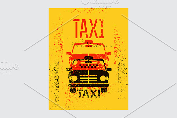 Typographic retro grunge taxi poster in Illustrations - product preview 4