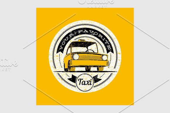 Typographic retro grunge taxi poster in Illustrations - product preview 10
