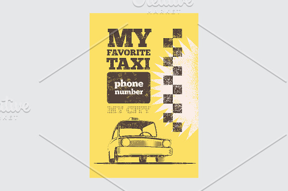 Typographic retro grunge taxi poster in Illustrations - product preview 11