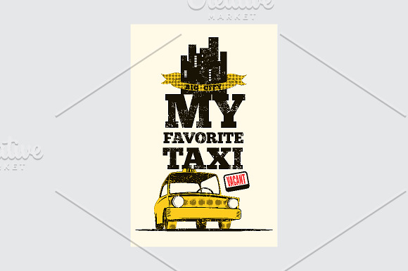 Typographic retro grunge taxi poster in Illustrations - product preview 13