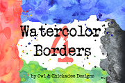 4 Handmade Watercolor Borders