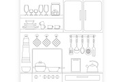 Cooking tools and items set.