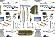 Fishing hand drawn pattern
