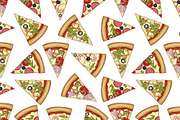 seamless color pattern with pizza