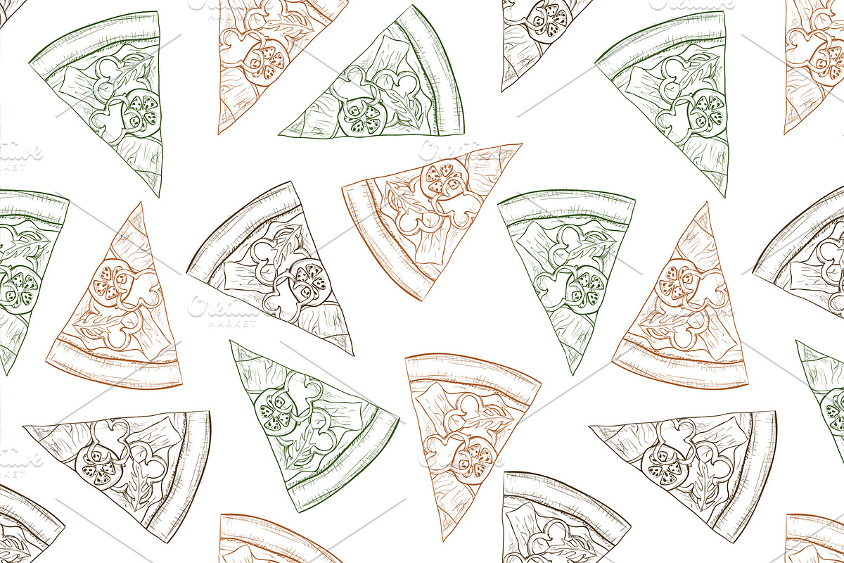 pattern pizza with bacon scetch in Patterns - product preview 8