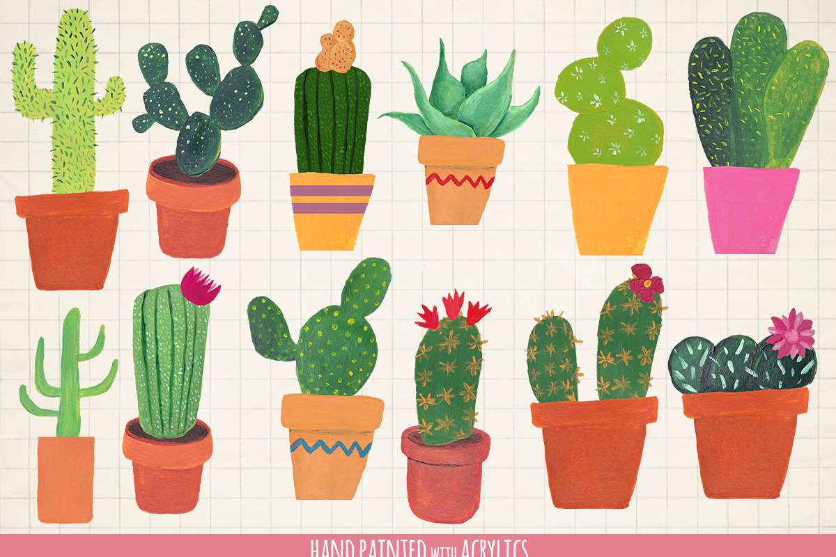 Cactus clip art hand painted in Illustrations - product preview 8
