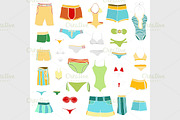 summer clothing icons.