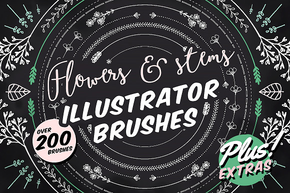 Flowers & Stems Illustrator Brushes in Photoshop Brushes - product preview 3