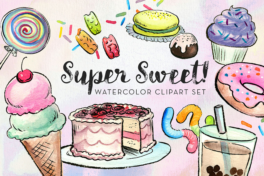 Super Sweet! Watercolor Clipart Set
