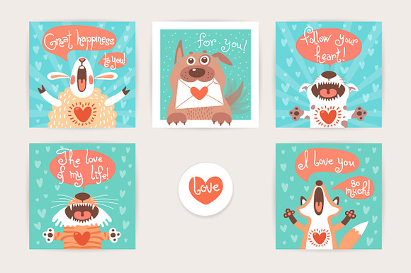 Card Kit with Cute Animals in Postcard Templates - product preview 3