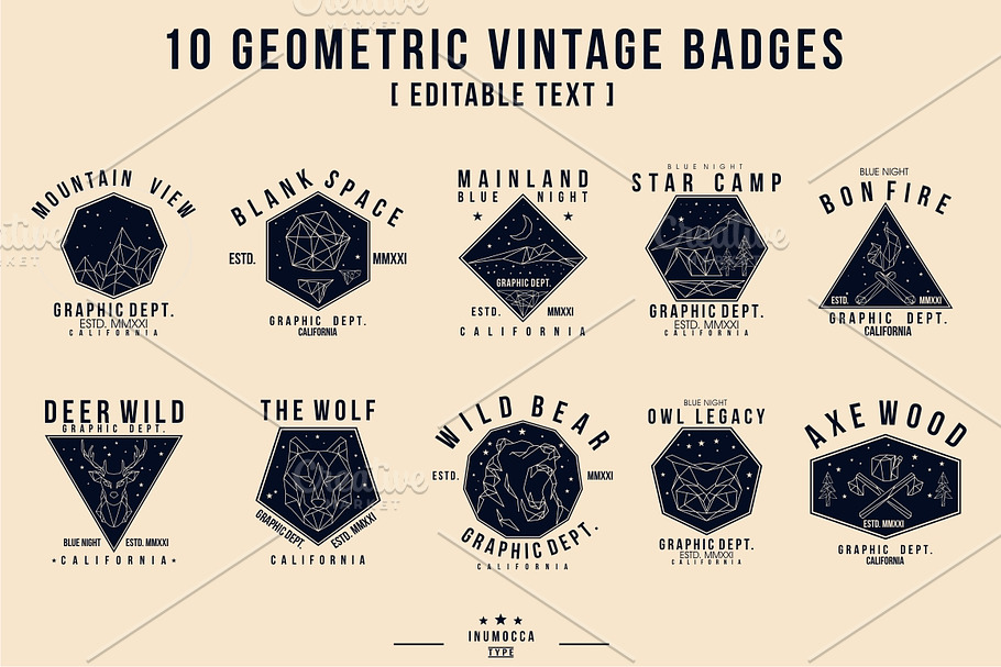 10 Geometric Vintage Badges