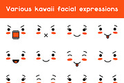 Set of kawaii facial expression.