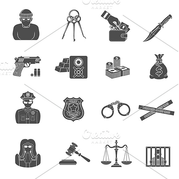 Crime and Punishment Flat Icons in Icons - product preview 3