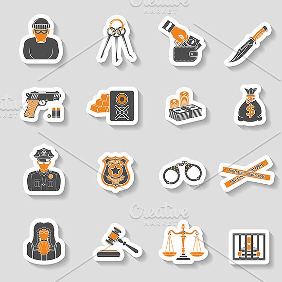 Crime and Punishment Flat Icons in Icons - product preview 4