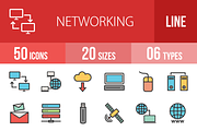 50 Networking Line Filled Icons