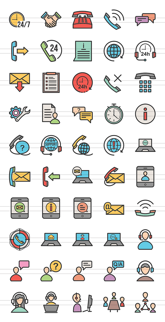 50 Customers Line Filled Icons in Graphics - product preview 1