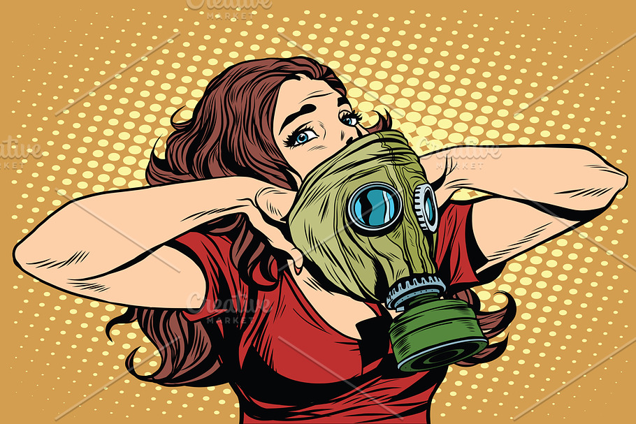 gas mask girl in Illustrations - product preview 8