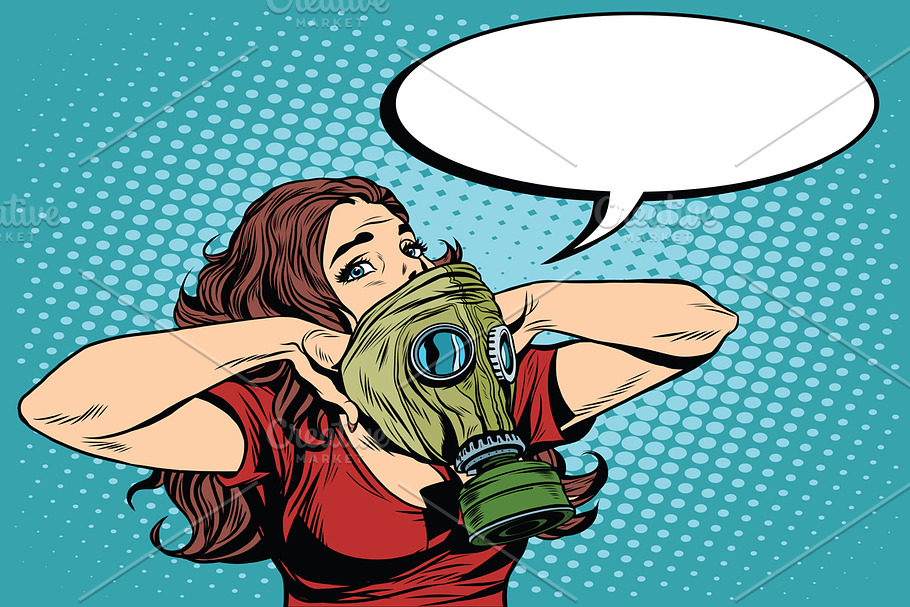 gas mask girl in Illustrations - product preview 8