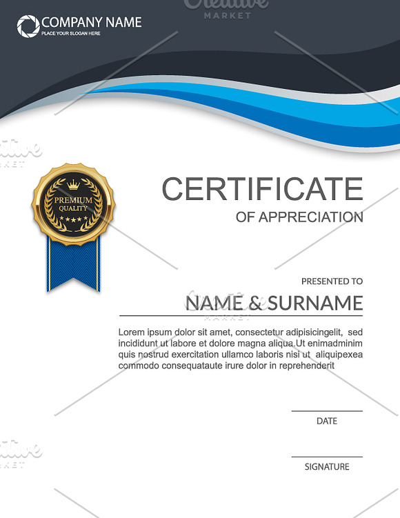 Vector certificate template 12 in 1 in Illustrations - product preview 1