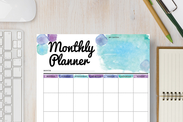 Monthly Planner: Half & Letter