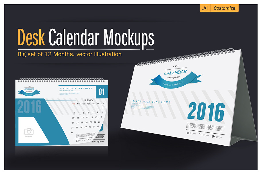 Desk Calendar 2016 Mockups  in Print Mockups - product preview 8