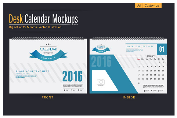 Desk Calendar 2016 Mockups  in Print Mockups - product preview 2