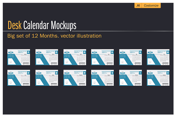 Desk Calendar 2016 Mockups  in Print Mockups - product preview 3