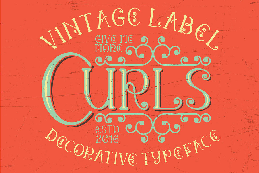 Curls vintage label typeface in Display Fonts - product preview 8